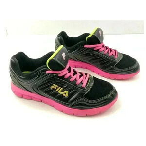 Fila Running Athletic Shoes Black Pink Sneakers Sz 8 Lightweight Active Women's